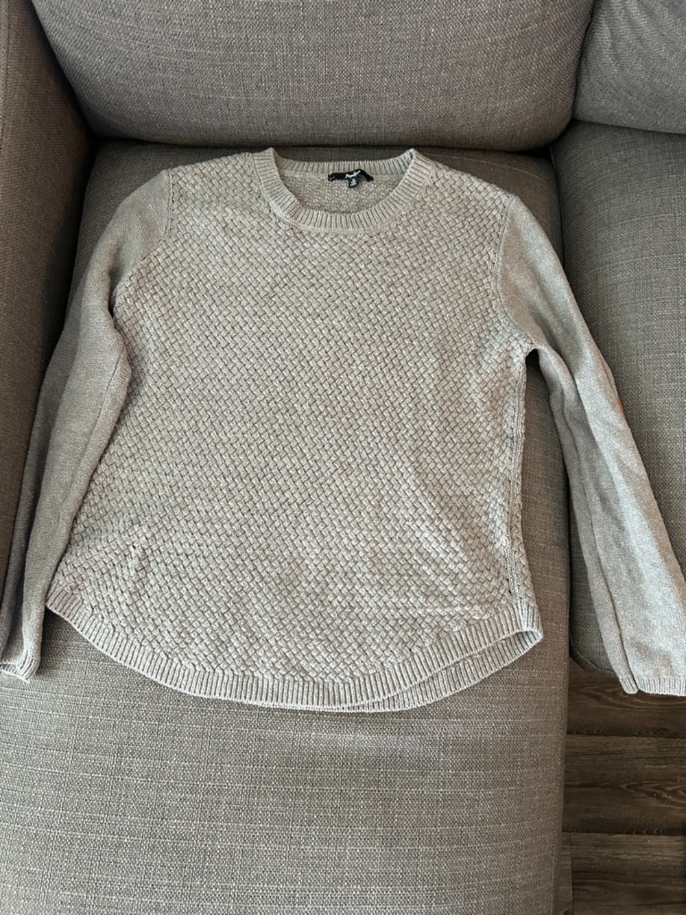 Papaya Cream Textured Crew Neck Sweater